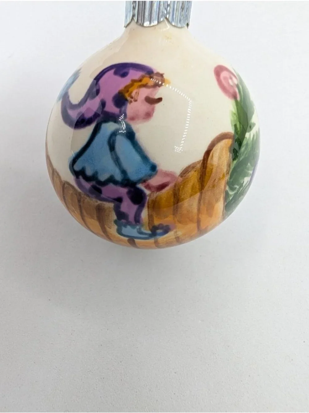 Shiny Brite USA 1981 Suzi Long Ceramic Christmas Ornament Handpainted 2”